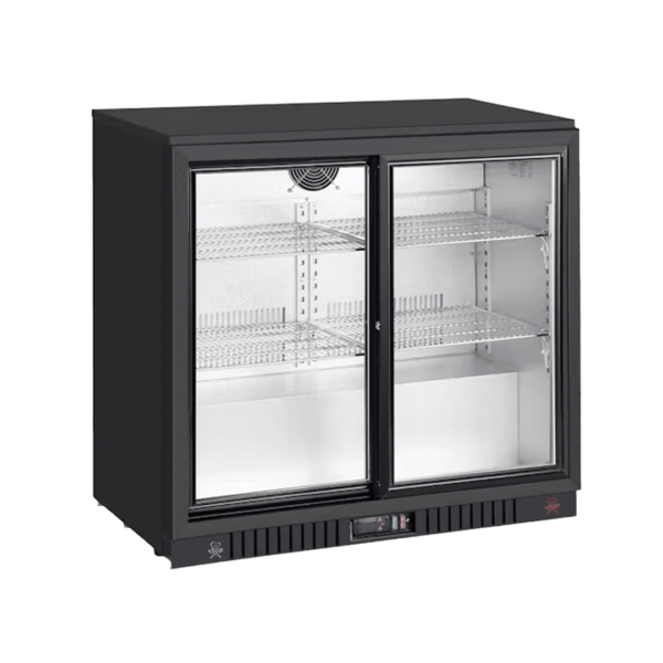 Refrigeratore sottobanco Professional in alluminio e vetro - nero